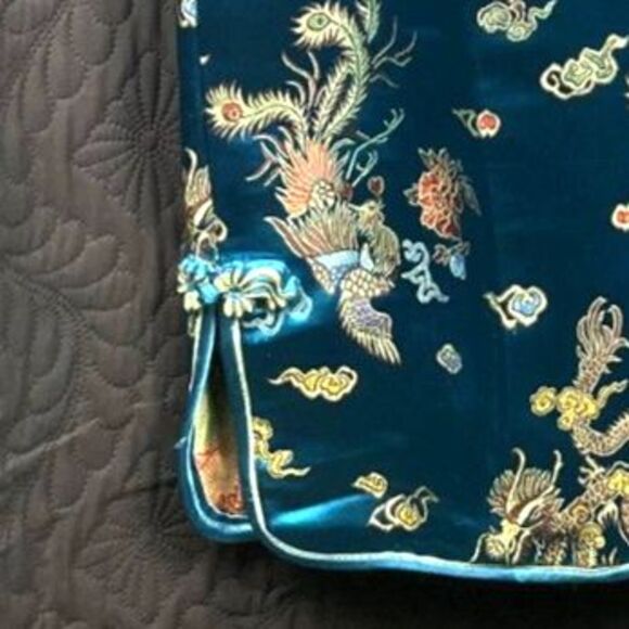 Retro Chinese Style Dragon Phoenix Satin Cheongsam Traditional Dress :Pre-owned - Picture 5 of 8